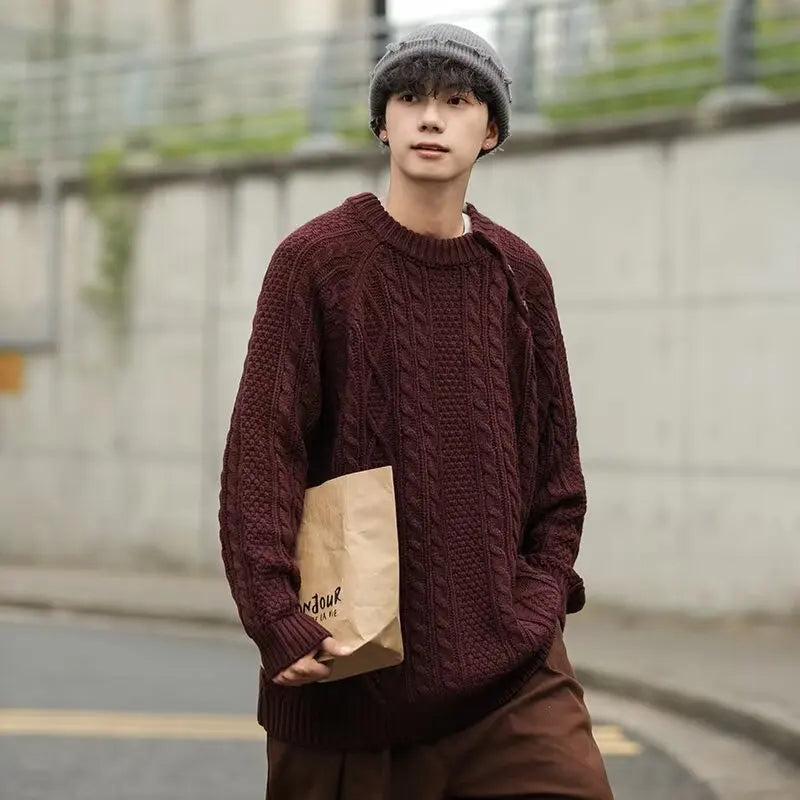 bold graphic pullover, layered streetwear look, soft knit pullover with flame design, y2k fashion statement