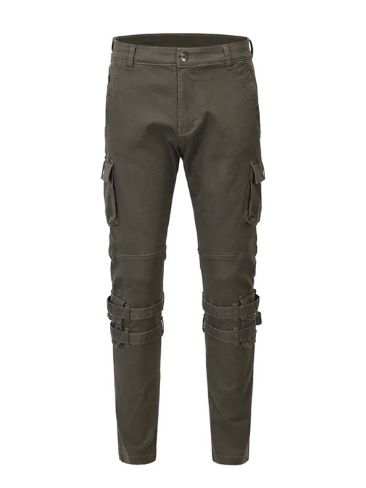 mens high street jeans casual hip hop military cargo pockets trousers new fashion slim fit zipper skinny denim pants joggers unique joggers style 2691
