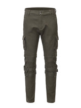mens high street jeans casual hip hop military cargo pockets trousers new fashion slim fit zipper skinny denim pants joggers unique joggers style 2691