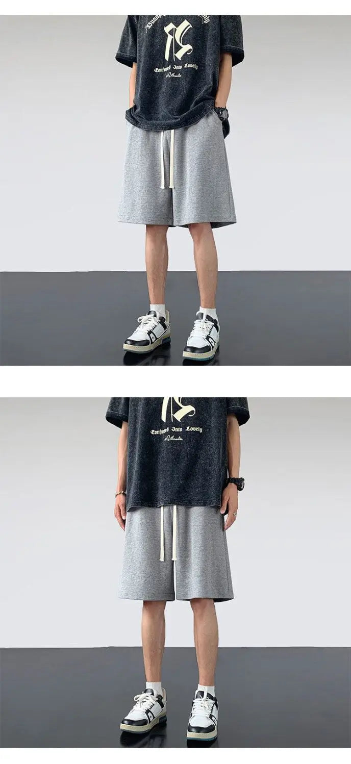 korean sports shorts men new summer hot style loose casual waffle five point pants teenagers solid color versatile niche pants unique shorts style 2129