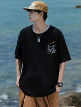 Skatercore Vintage anime – Kawaii Whale Tail Print T Shirt Men Hip Hop Fashion Cotton G