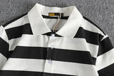 Trapwear Graphic tee – Summer Striped Polo T Shirt Mens New Retro Trend Washed Elas