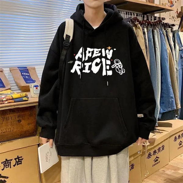 New Cartoon Astronaut Printed Pullover Hoodies For Men Autumn Letter