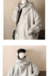 Trendy American High Collar Hooded Storm Sweatshirt For Men Women High
