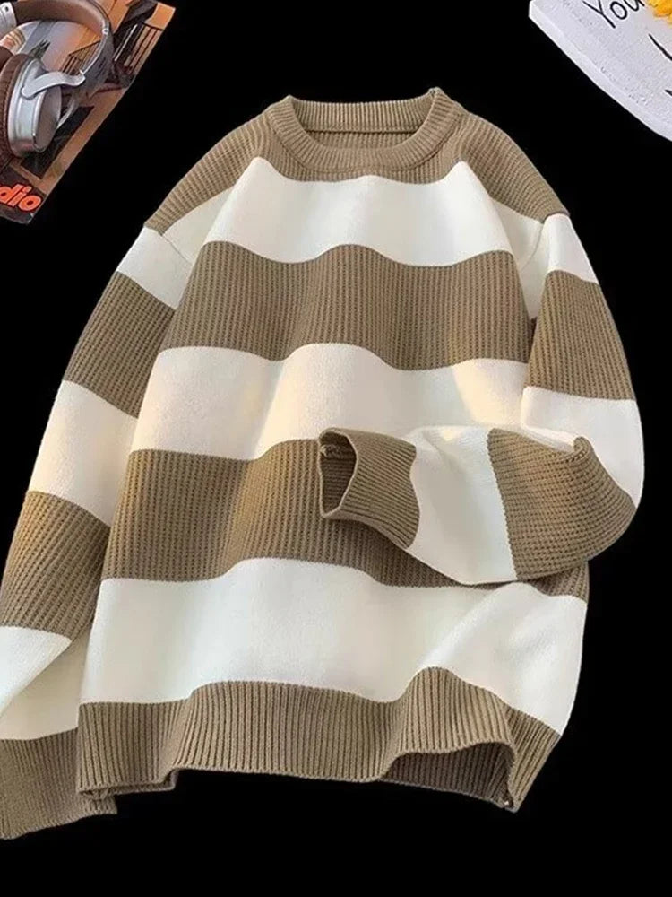 varsity graphic knit, unisex street look, trendy streetwear apparel for men and women