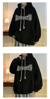 Autumn Vintage Gothic Letter Foam Printed Hooded Sweatshirts Hombre