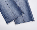 front long striped washed blue jeans for men and women high street solid baggy casual carg pants oversized loose denim trousers unique jeans style 5278