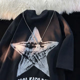 Sadcore Aesthetic drop – American Couple Loose Personalized Print Round Neck Short