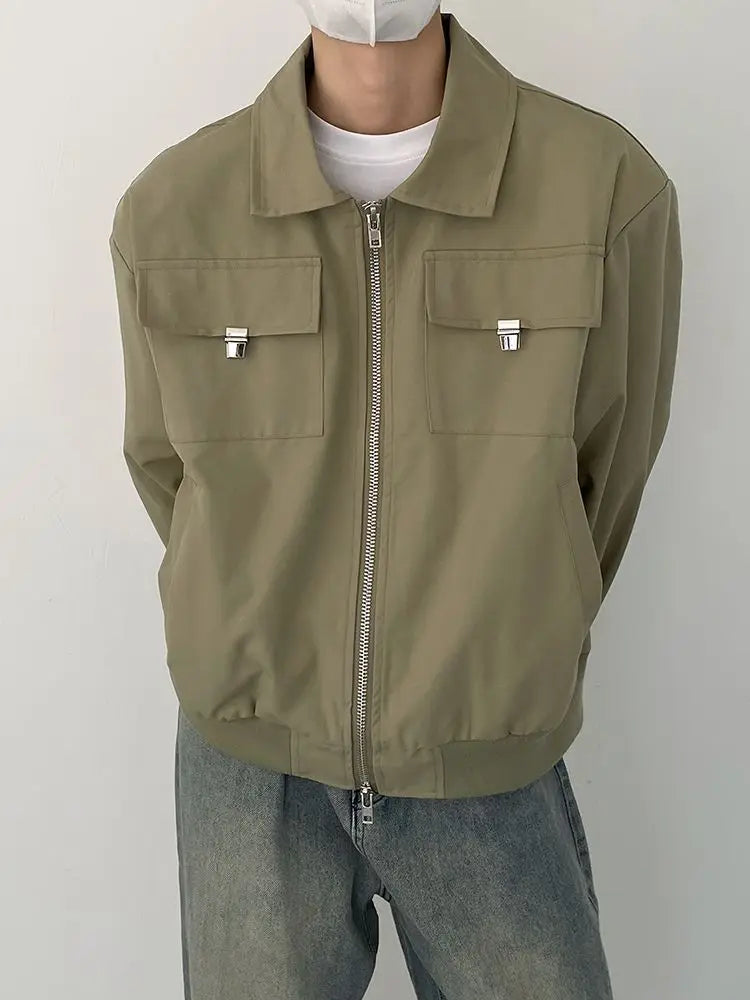 Autumn and Winter Korean Style Season Fashionable Retro Airplane Jacket Men's Loose Street Y2K Niche Shoulder Pad Lapel Jacket