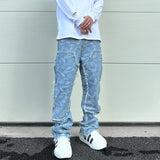 men distressed ripped patchwork paisley denim jean trouser fashion zipper biker jeans streetwear flare pants loose joggers jeans unique joggers style 5024