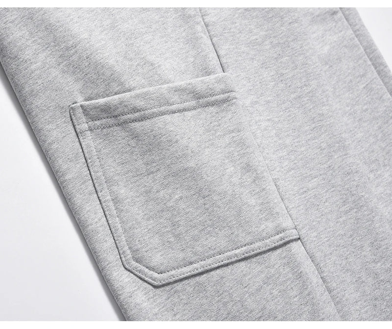 american streetwear gray flared sweatpant men double knee patch micro flare overalls harajuku casual patchwork sweat pants black unique joggers style 2966