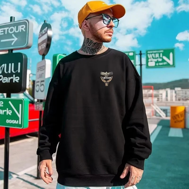 Dove Of Freedom Graphic Printed Men's Crewneck Hoodies Hip Hop Fashion Pullover Sweatshirts Hombre Y2K