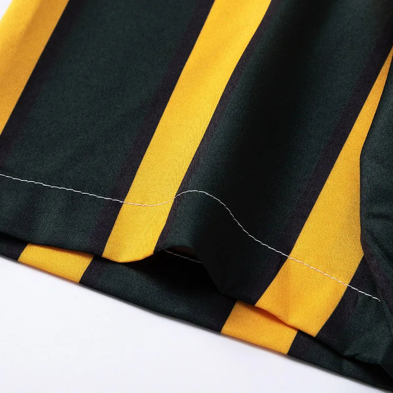 Shirt Contrast Vertical Stripes Simple Short Sleeve Blouse Casual Fashion Streetwear