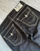 hip hop y2k pants true religion gothic fashion embroidered street leisure straight leg wide leg baggy jeans women clothing unique jeans style 3050