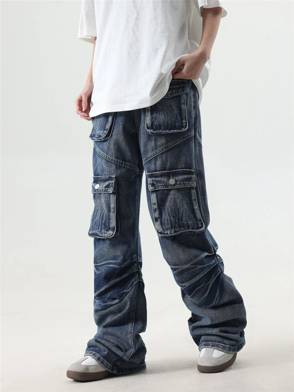 2024 multi pocket jeans vintage mens harajuku cargo denim pants retro hip hop straight loose jean pants 1 unique cargo style 122