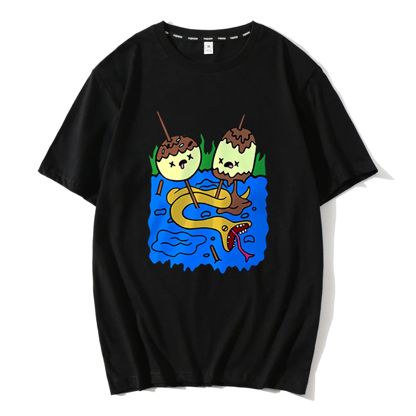 anime aesthetic print tee featuring 2024 new summer round neck cartoon print high street t shirt tops