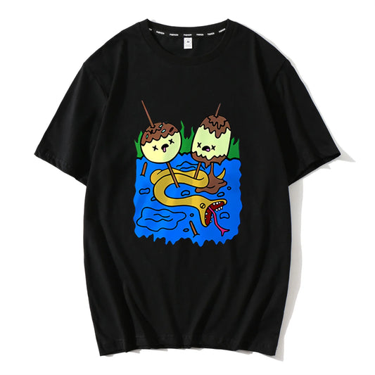 anime aesthetic print tee featuring 2024 new summer round neck cartoon print high street t shirt tops