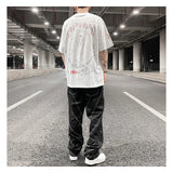 fashion design lines denim jeans mens zipper loose straight trousers hip hop new casual streetwear pants joggers baggy jeans unique joggers style 1455