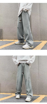 men jeans straight leg jeans boys american fashion wash old side stripes wide leg pants autumn vintage overalls unique jeans style 3908