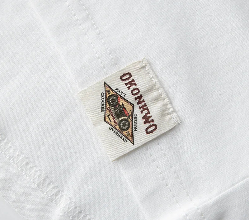 Harajuku Chrome logo – Amekaji Vintage Printed T Shirt Men 2023 Spring Summer New C