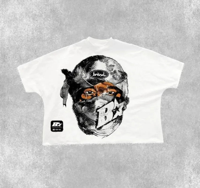 American Summer Street Fashion Brand Anime Print Oversized Half-sleeved Tops Men Y2k Hip-hop Retro Casual Loose T-shirts Women