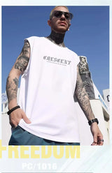Vaporwave Chrome print – New Crescent Moon Graphic Printed Sleeveless T Shirt Mens Su