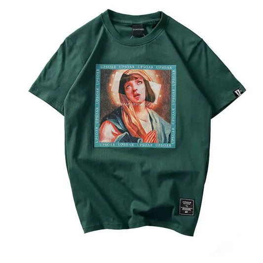 Y2K Graphic Tee – Gonthwid Virgin Mary Mens T Shirts 2023 Funny Printed – Modern Streetwear for Everyone