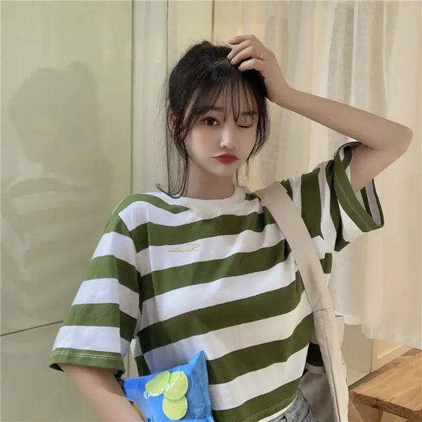 Anime Crying angel – Summer 2024 New Style Striped Salt Short Sleeved T Shirt For