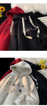 Men Hoodie Letter Printed Long Sleeve Autumn Sweatshirts Goth Fashion Y2K Vintage Hoodies Streetwear Fleece Pullover