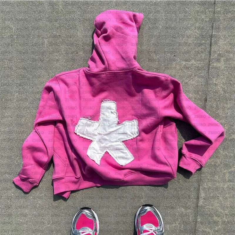 Bold Y2K hoodie with futuristic urban graphics