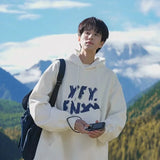 New Goth Oversized Pullover Hoodies For Men Letter Print Hooded Sweatshirts Hip Hop Aesthetic Harajuku Y2K Streetwear Hoodie