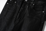 y2k streetwear wax leather strecth jeans for men and women ropa hombre baggy flare pants oversized straight denim trousers unique jeans style 4264