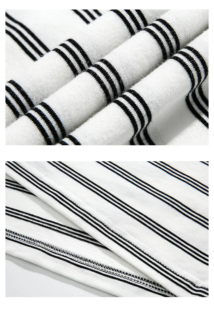 Gothic Vintage print – Summer Striped Short Sleeved New Japanese Casual Cotton Loos