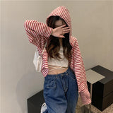 Autumn And Winter New Korean Style Ins Casual Sports Style Striped Hoo