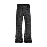 high street hand brushed glue sparkling baggy flare jeans for men y2k pantalones hombre leather pants oversized denim trousers unique jeans style 5961