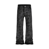 high street hand brushed glue sparkling baggy flare jeans for men y2k pantalones hombre leather pants oversized denim trousers stacked flare jeans