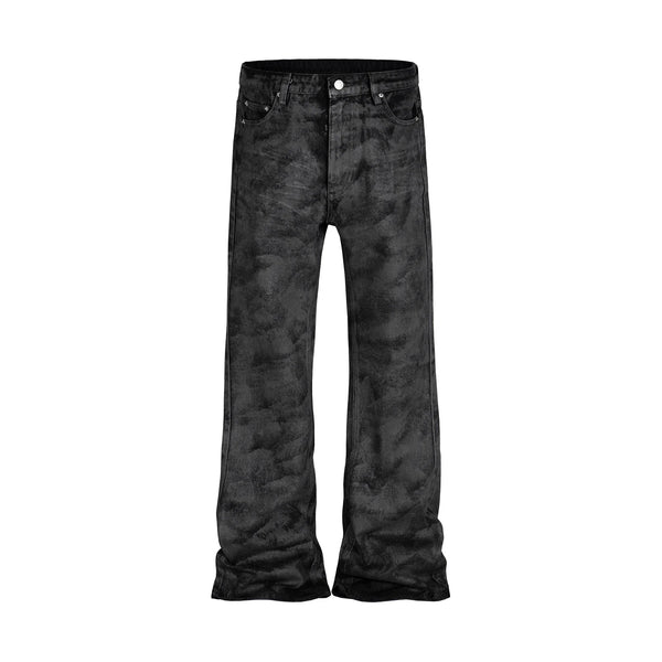 high street hand brushed glue sparkling baggy flare jeans for men y2k pantalones hombre leather pants oversized denim trousers stacked flare jeans