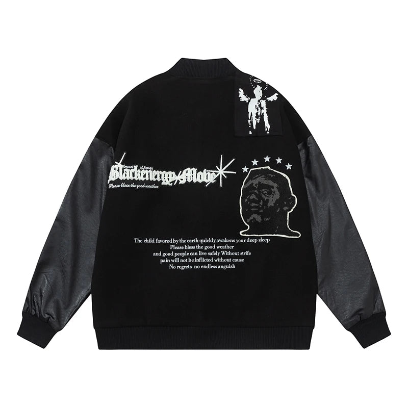 men streetwear jacket patchwork baseball bomber jackets coats hip hop harajuku motorcycle oversized outerwear black fashion p - variant style cd85eb for streetwear fashion