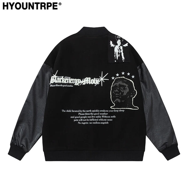 men streetwear jacket patchwork baseball bomber jackets coats hip hop harajuku motorcycle oversized outerwear black fashion p - variant style cd85eb for streetwear fashion