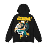 Cartoon Gorilla Banana Graphic Men's Hoodies Autumn Oversized Hip Hop Fashion Hooded Sweatshirt
