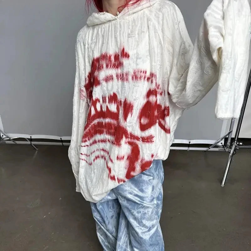 Korean Top Female Fashion American Y2K Dark Punk Hole Chic Designed Ho