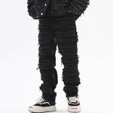 tassel hole spliced european and american straight leg denim pants new popular patch jeans mens wear unique jeans style 201
