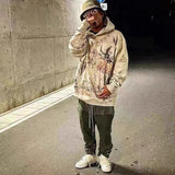 Vintage High Quality Hand Painted Graffiti Printed Washed Fleece Hoodi