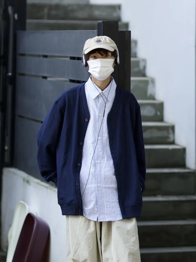 mens casual 2 pcs sets fake two pieces cotton shirt corduroy street wide leg pants sets japanese college retro couples suit unique default style 4560