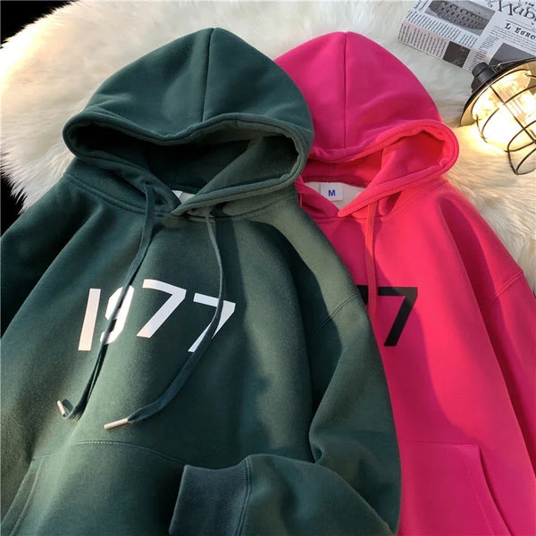 2024 New Men Hoodies Large Size Casual Male Clothing 1977 Print Fashio