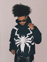 Gothic oversized hoodie with skull and crossbones print