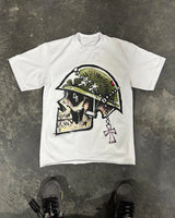 Trapwear Crying angel – American Gothic Skull Letter Print Oversized T Shirt Womens