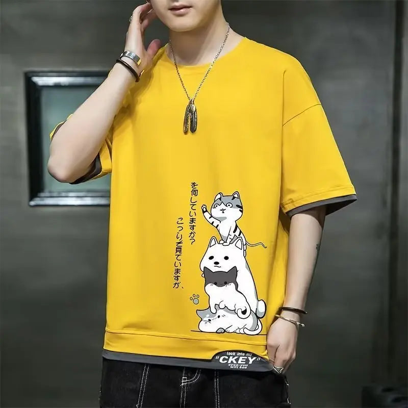 Y2k Aesthetic piece – New Mens Harajuku T Shirt Japan Graphic Hot Sale Cartoon Cas