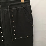 high new novelty luxury men 2022 classic full metal rivets pockets comfortable cotton parkour sweat casual pants sweatpants d50 unique joggers style 4413