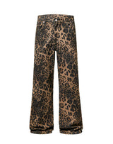 men leopard print denim loose casual plus size baggy jeans women streetwear hip hop straight y2k jeans pants trousers unique jeans style 1791